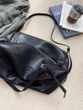Women’s Soft Cowhide Leather Crossbody Bag, Large Bowling Bag, Slouchy Boho Tote for Everyday Use