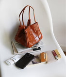 Women's Soft Luxurious Calfskin Leather Handwoven Bucket Shoulder Bag, Crossbody Bag