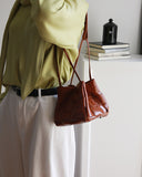 Women's Soft Luxurious Calfskin Leather Handwoven Bucket Shoulder Bag, Crossbody Bag
