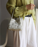 Women's Soft Luxurious Calfskin Leather Handwoven Bucket Shoulder Bag, Crossbody Bag
