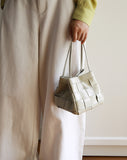 Women's Soft Luxurious Calfskin Leather Handwoven Bucket Shoulder Bag, Crossbody Bag
