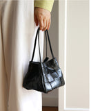 Women's Soft Luxurious Calfskin Leather Handwoven Bucket Shoulder Bag, Crossbody Bag