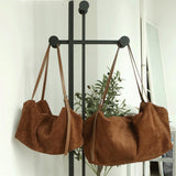 Women’s Soft Suede Leather Crossbody Bag, Large Bowling Bag, Slouchy Boho Tote for Everyday Use
