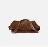 Women’s Soft Suede Leather Crossbody Bag, Large Bowling Bag, Slouchy Boho Tote for Everyday Use