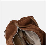 Women’s Soft Suede Leather Crossbody Bag, Large Bowling Bag, Slouchy Boho Tote for Everyday Use