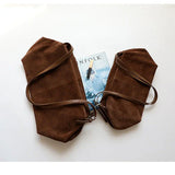 Women’s Soft Suede Leather Crossbody Bag, Large Bowling Bag, Slouchy Boho Tote for Everyday Use