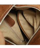 Women’s Soft Suede Leather Crossbody Bag, Large Bowling Bag, Slouchy Boho Tote for Everyday Use