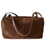 Women’s Soft Suede Leather Crossbody Bag, Large Bowling Bag, Slouchy Boho Tote for Everyday Use