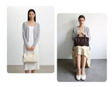 Women's Vegetable-Tanned Cowhide Leather Boston Bag | Vintage Pillow Tote | Top Handle Shoulder Crossbody Handbag in Two Sizes