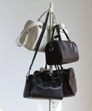 Women's Vegetable-Tanned Cowhide Leather Boston Bag | Vintage Pillow Tote | Top Handle Shoulder Crossbody Handbag in Two Sizes