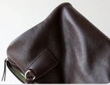 Women's Vegetable-Tanned Cowhide Leather Boston Bag | Vintage Pillow Tote | Top Handle Shoulder Crossbody Handbag in Two Sizes