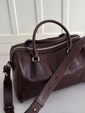 Women's Vegetable-Tanned Cowhide Leather Boston Bag | Vintage Pillow Tote | Top Handle Shoulder Crossbody Handbag in Two Sizes
