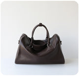 Women's Vegetable-Tanned Cowhide Leather Boston Bag | Vintage Pillow Tote | Top Handle Shoulder Crossbody Handbag in Two Sizes