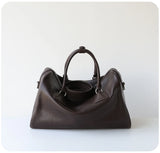 Women's Vegetable-Tanned Cowhide Leather Boston Bag | Vintage Pillow Tote | Top Handle Shoulder Crossbody Handbag in Two Sizes