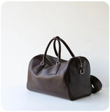 Women's Vegetable-Tanned Cowhide Leather Boston Bag | Vintage Pillow Tote | Top Handle Shoulder Crossbody Handbag in Two Sizes