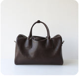Women's Vegetable-Tanned Cowhide Leather Boston Bag | Vintage Pillow Tote | Top Handle Shoulder Crossbody Handbag in Two Sizes