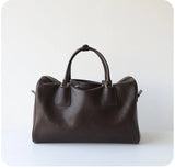 Women's Vegetable-Tanned Cowhide Leather Boston Bag | Vintage Pillow Tote | Top Handle Shoulder Crossbody Handbag in Two Sizes