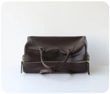 Women's Vegetable-Tanned Cowhide Leather Boston Bag | Vintage Pillow Tote | Top Handle Shoulder Crossbody Handbag in Two Sizes