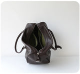 Women's Vegetable-Tanned Cowhide Leather Boston Bag | Vintage Pillow Tote | Top Handle Shoulder Crossbody Handbag in Two Sizes