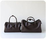 Women's Vegetable-Tanned Cowhide Leather Boston Bag | Vintage Pillow Tote | Top Handle Shoulder Crossbody Handbag in Two Sizes