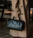 Women's Vegetable-Tanned Cowhide Leather Boston Bag | Vintage Pillow Tote | Top Handle Shoulder Crossbody Handbag in Two Sizes