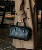 Women's Vegetable-Tanned Cowhide Leather Boston Bag | Vintage Pillow Tote | Top Handle Shoulder Crossbody Handbag in Two Sizes