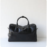 Women's Vegetable-Tanned Cowhide Leather Boston Bag | Vintage Pillow Tote | Top Handle Shoulder Crossbody Handbag in Two Sizes