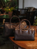Women's Vegetable-Tanned Cowhide Leather Boston Bag | Vintage Pillow Tote | Top Handle Shoulder Crossbody Handbag in Two Sizes