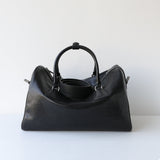 Women's Vegetable-Tanned Cowhide Leather Boston Bag | Vintage Pillow Tote | Top Handle Shoulder Crossbody Handbag in Two Sizes