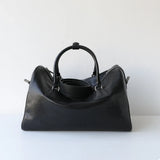 Women's Vegetable-Tanned Cowhide Leather Boston Bag | Vintage Pillow Tote | Top Handle Shoulder Crossbody Handbag in Two Sizes