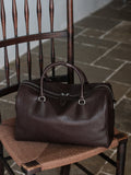 Women's Vegetable-Tanned Cowhide Leather Boston Bag | Vintage Pillow Tote | Top Handle Shoulder Crossbody Handbag in Two Sizes