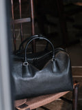 Women's Vegetable-Tanned Cowhide Leather Boston Bag | Vintage Pillow Tote | Top Handle Shoulder Crossbody Handbag in Two Sizes