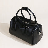 Women's Vegetable-Tanned Cowhide Leather Boston Bag | Vintage Pillow Tote | Top Handle Shoulder Crossbody Handbag in Two Sizes