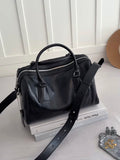 Women's Vegetable-Tanned Cowhide Leather Boston Bag | Vintage Pillow Tote | Top Handle Shoulder Crossbody Handbag in Two Sizes