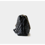 Women's Woven Lambskin Leather Cloud Bag | Drawstring Shoulder Bag with Gold Chain | Luxury Intrecciato Leather Crossbody Handbag
