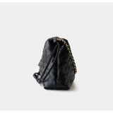 Women's Woven Lambskin Leather Cloud Bag | Drawstring Shoulder Bag with Gold Chain | Luxury Intrecciato Leather Crossbody Handbag