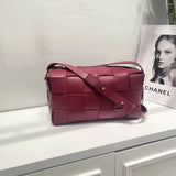 Women’s Woven Leather Boston Bag, Designer Real Genuine Leather Shoulder & Crossbody Handbag