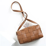 Women’s Woven Leather Boston Bag, Designer Real Genuine Leather Shoulder & Crossbody Handbag