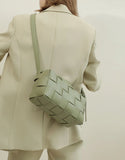 Women’s Woven Leather Boston Bag, Designer Real Genuine Leather Shoulder & Crossbody Handbag