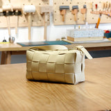 Women’s Woven Leather Boston Bag, Designer Real Genuine Leather Shoulder & Crossbody Handbag