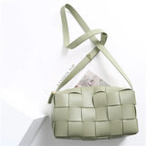 Women’s Woven Leather Boston Bag, Designer Real Genuine Leather Shoulder & Crossbody Handbag