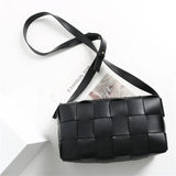 Women’s Woven Leather Boston Bag, Designer Real Genuine Leather Shoulder & Crossbody Handbag