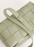 Women’s Woven Leather Boston Bag, Designer Real Genuine Leather Shoulder & Crossbody Handbag