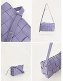 Women’s Woven Leather Boston Bag, Designer Real Genuine Leather Shoulder & Crossbody Handbag