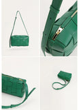 Women’s Woven Leather Boston Bag, Designer Real Genuine Leather Shoulder & Crossbody Handbag