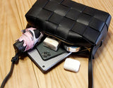 Women’s Woven Leather Boston Bag, Designer Real Genuine Leather Shoulder & Crossbody Handbag