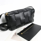 Women’s Woven Leather Boston Bag, Designer Real Genuine Leather Shoulder & Crossbody Handbag