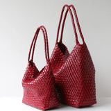 Women's Handwoven Vegan Leather Hobo Tote Bag | Intrecciato Shoulder Bag | Two Sizes | Lightweight Everyday Handbag for Women