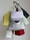 Women's Handwoven Vegan Leather Hobo Tote Bag | Intrecciato Shoulder Bag | Two Sizes | Lightweight Everyday Handbag for Women