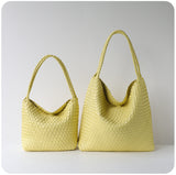 Women's Handwoven Vegan Leather Hobo Tote Bag | Intrecciato Shoulder Bag | Two Sizes | Lightweight Everyday Handbag for Women